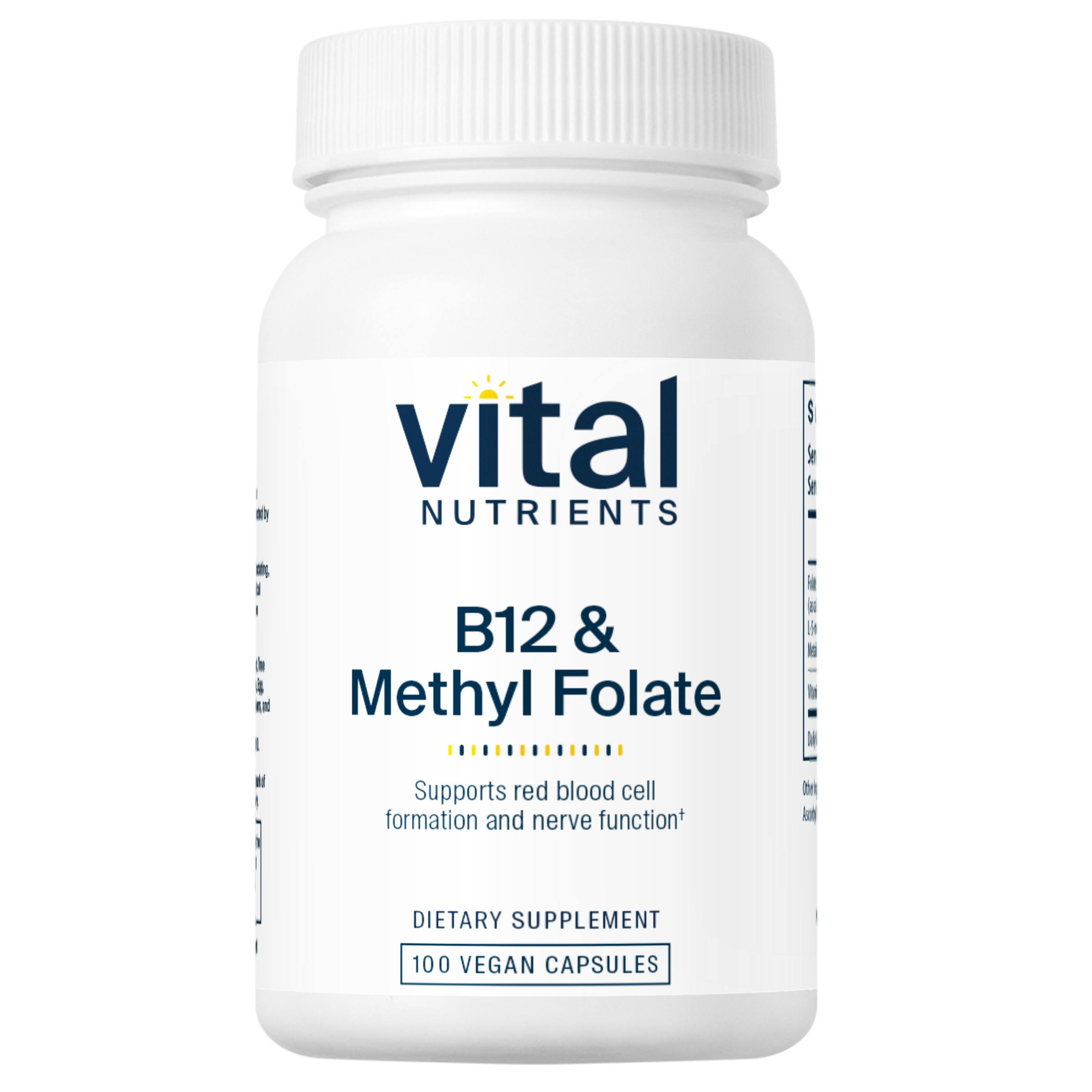 Vital Nutrients B12 & Methyl Folate 100 capsules.