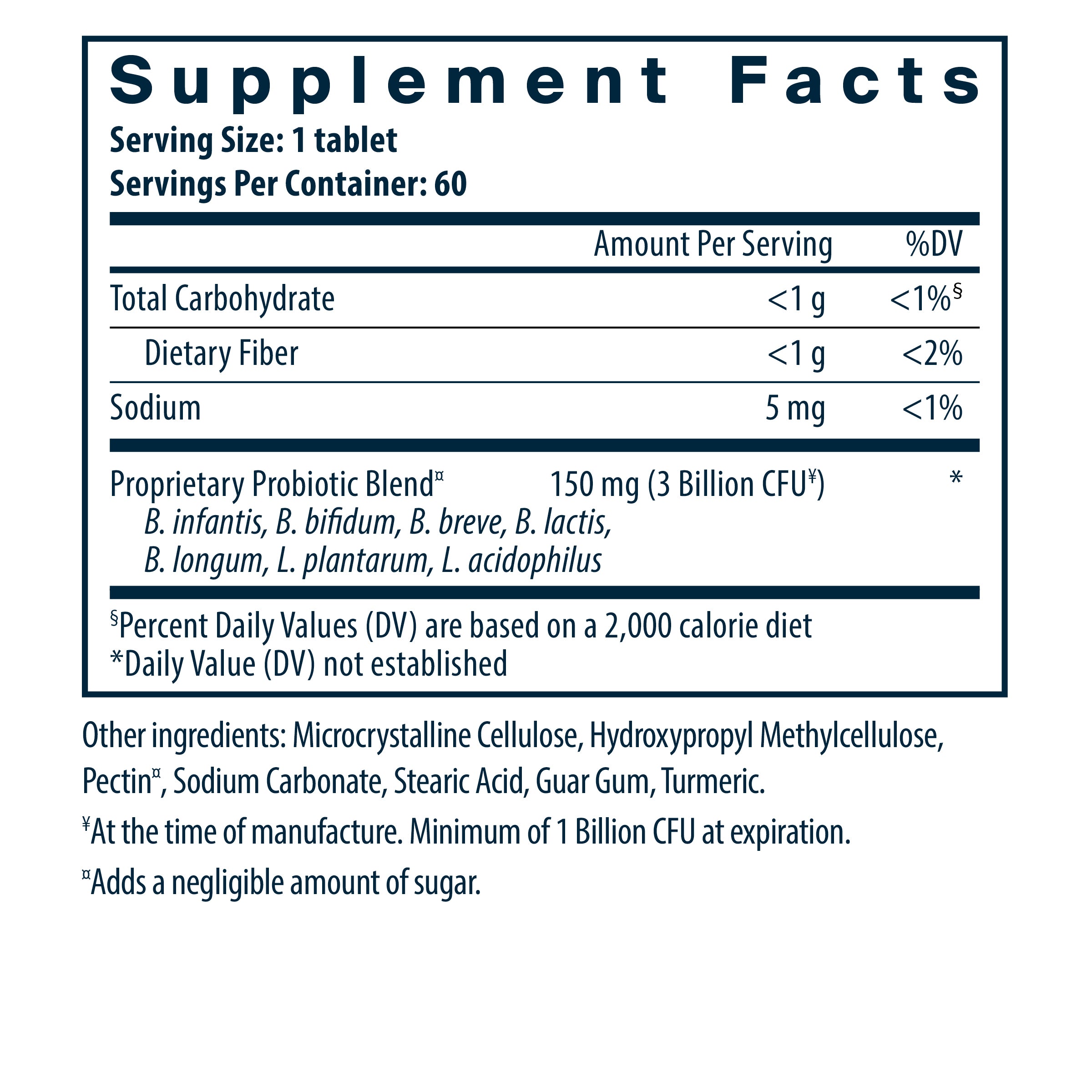Hyperbiotics Bifidobacterium Probiotic supplement facts.