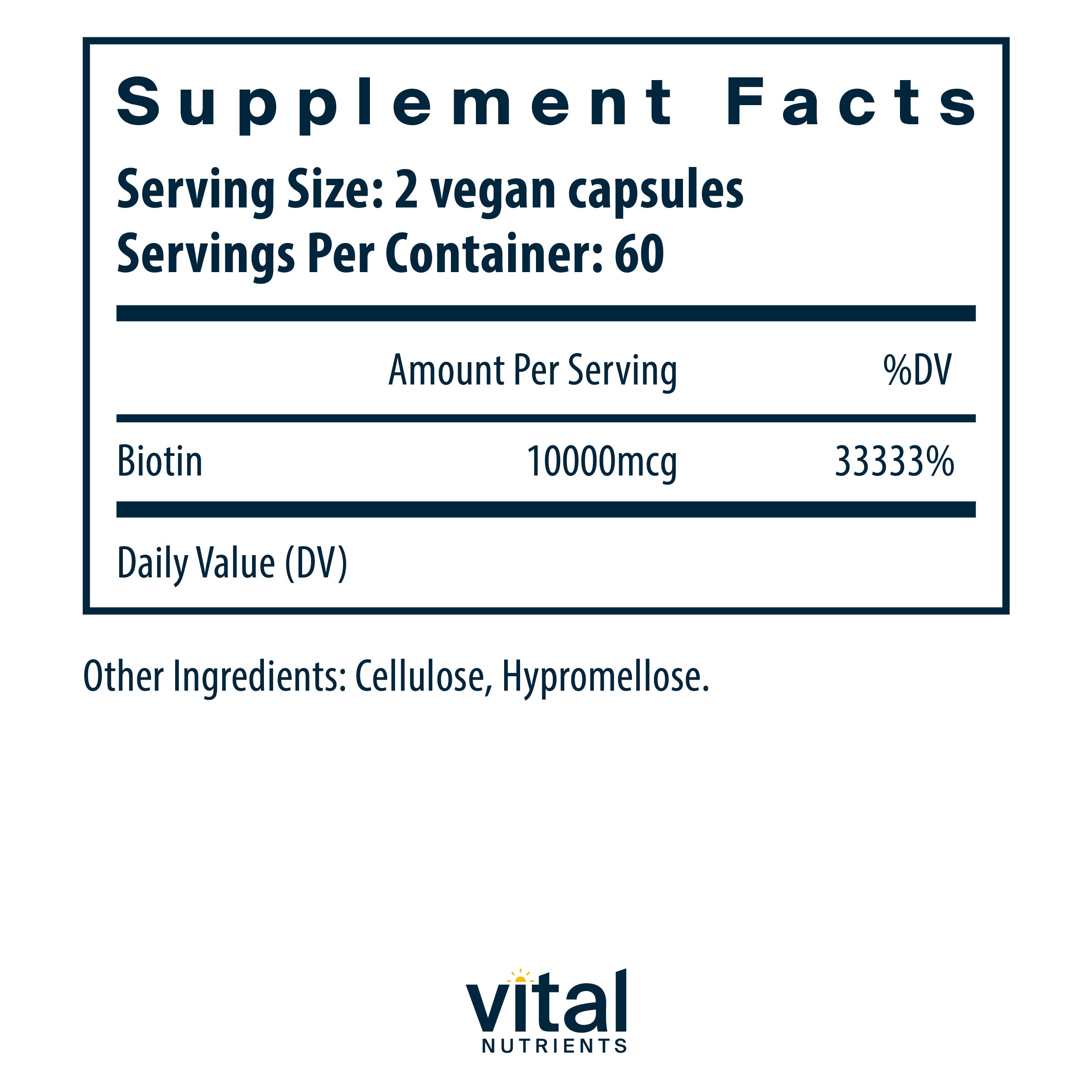 Vital Nutrients Biotin 10mg Supplement Facts