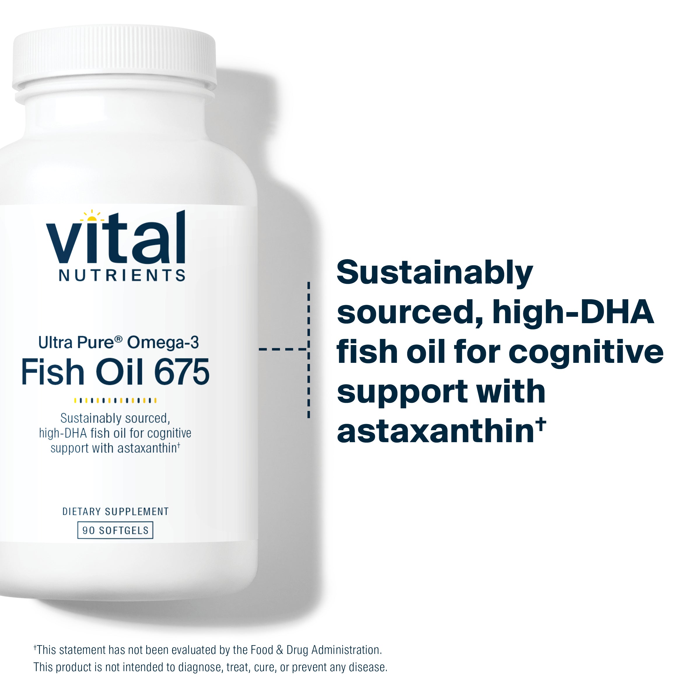 Vital Nutrients Ultra Pure® Fish Oil 675 High Omega-3 DHA Pharmaceutical Grade for cognitive support with astaxanthin.*