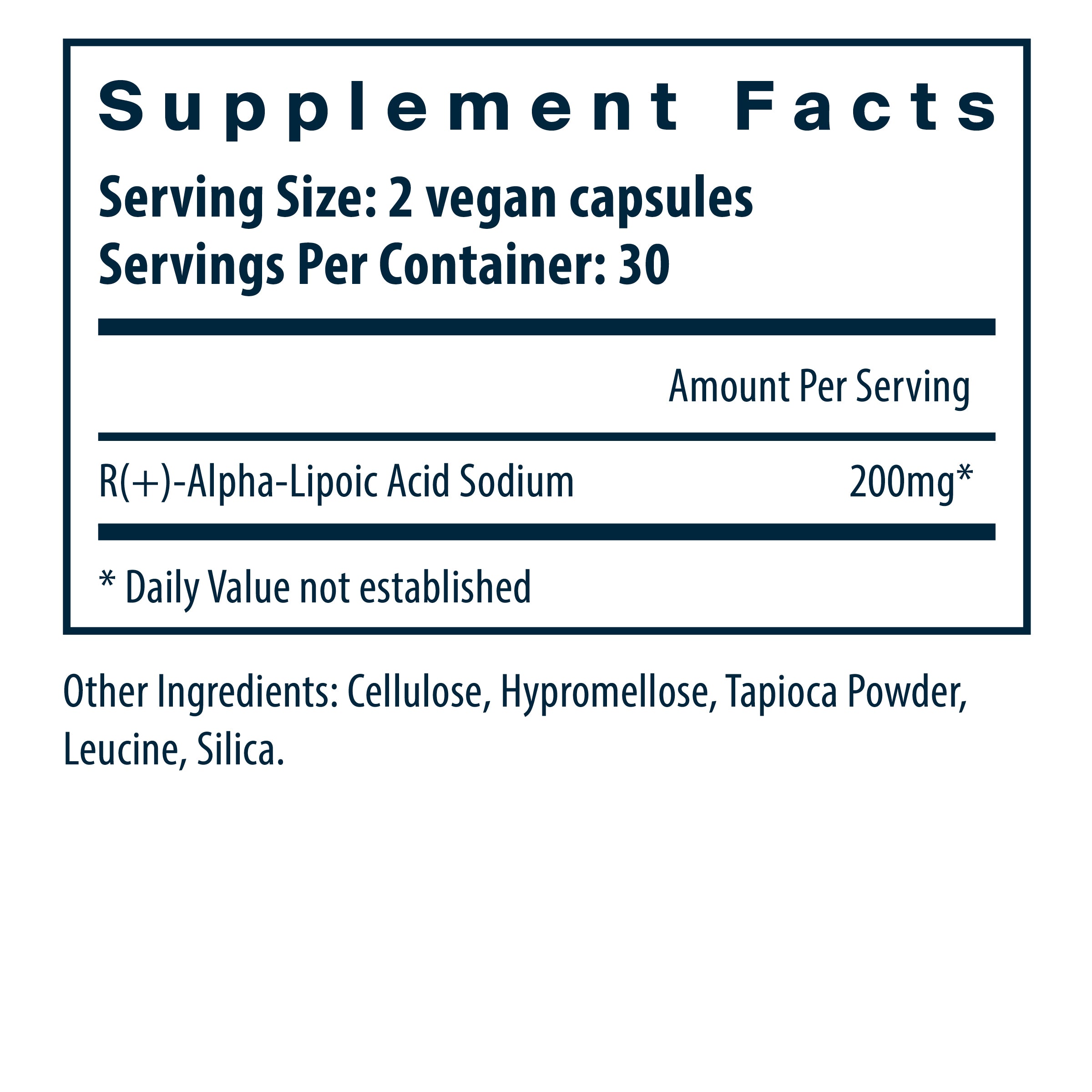Vital Nutrients R-Lipoic Acid  supplement facts