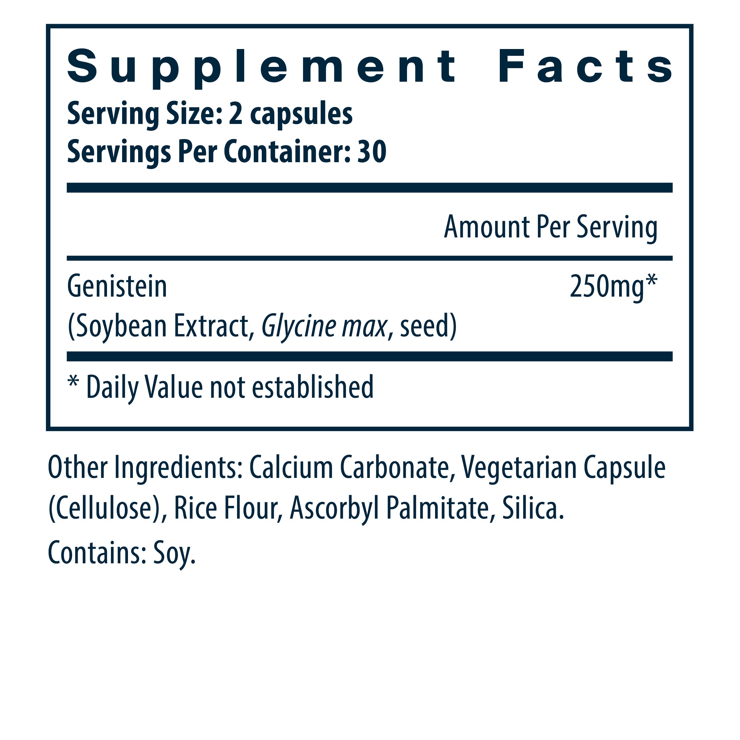 Vital Nutrients Genistein supplement facts.