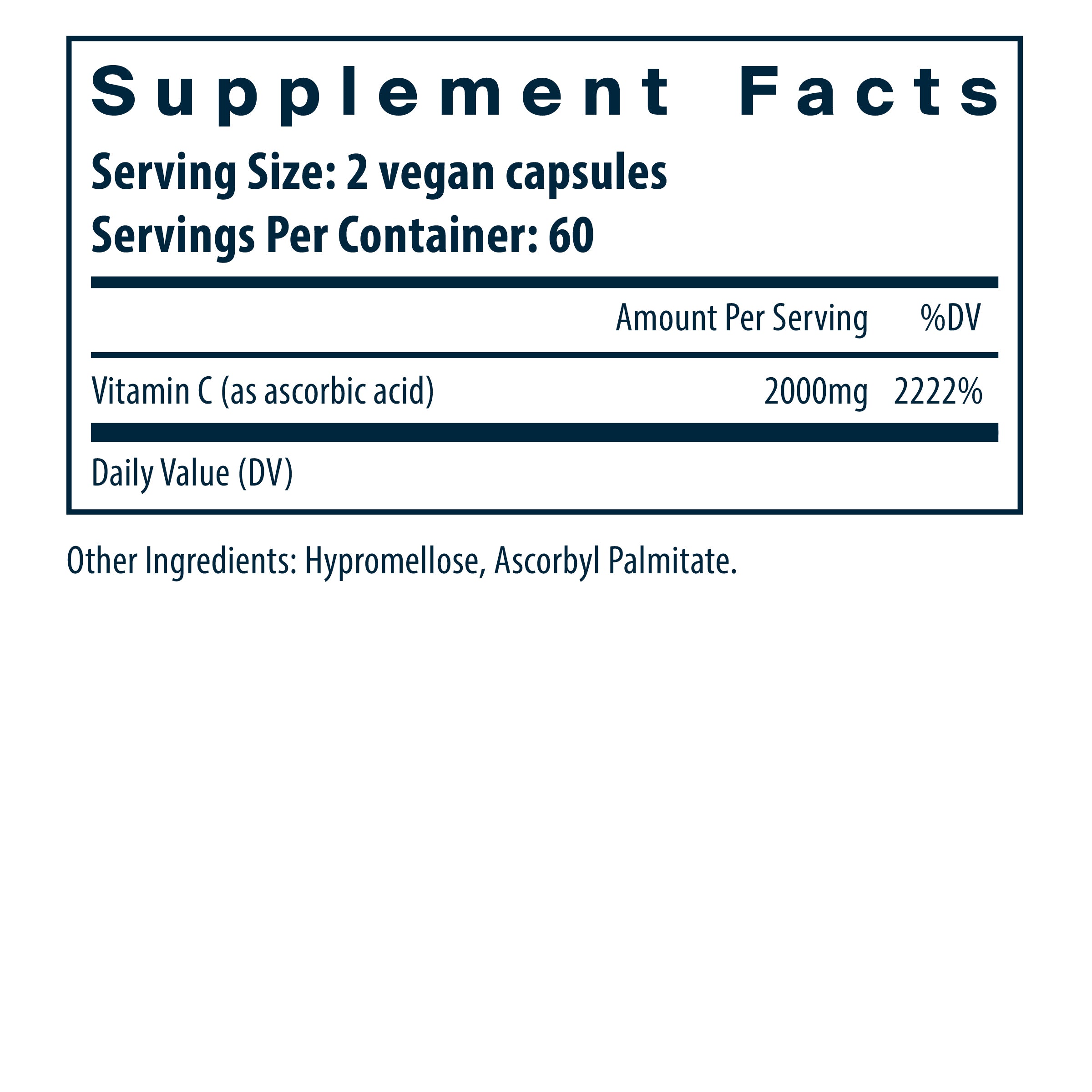 Vital Nutrients Vitamin C 120 capsules supplement facts.