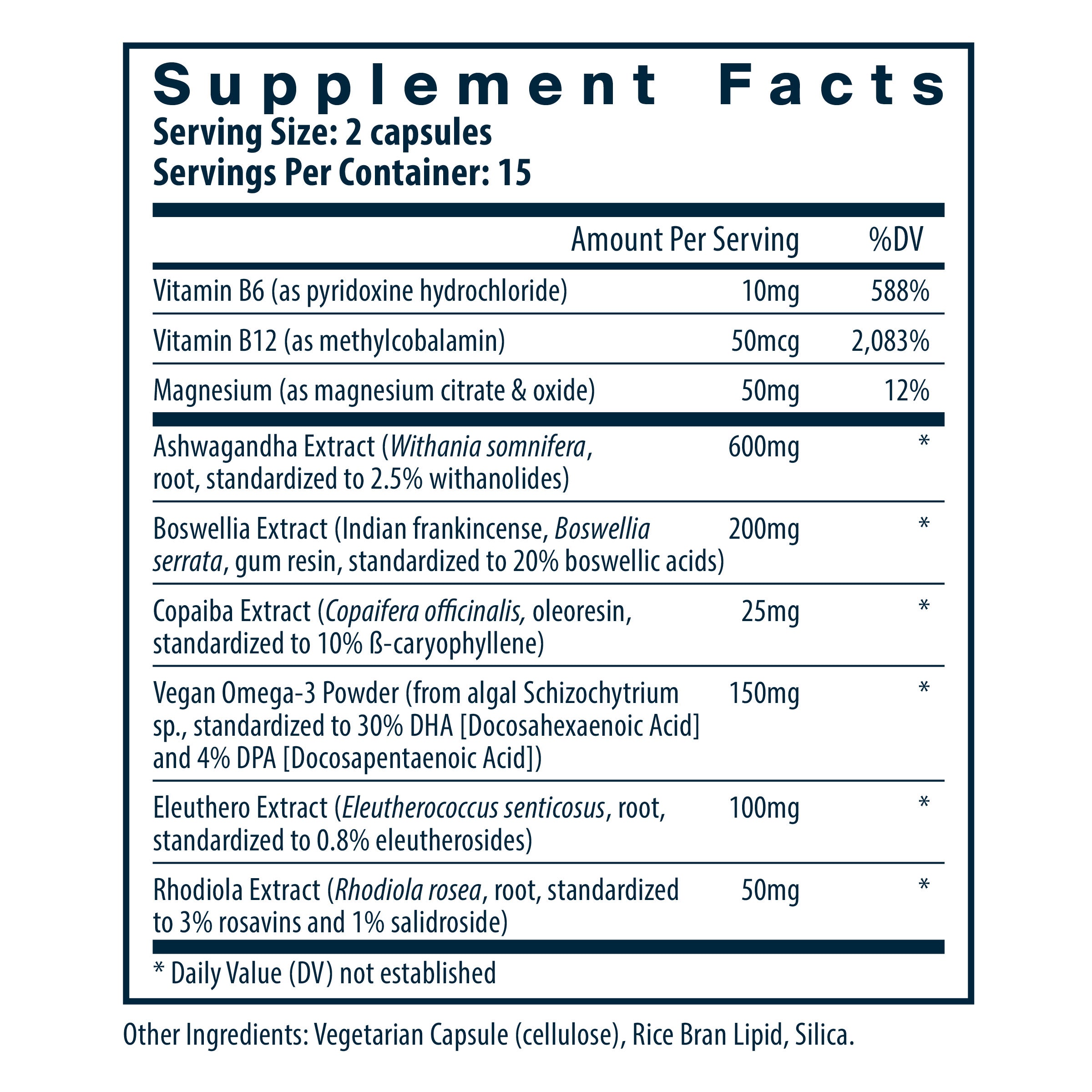 Vital Nutrients Cortisol Balance Supplement facts.