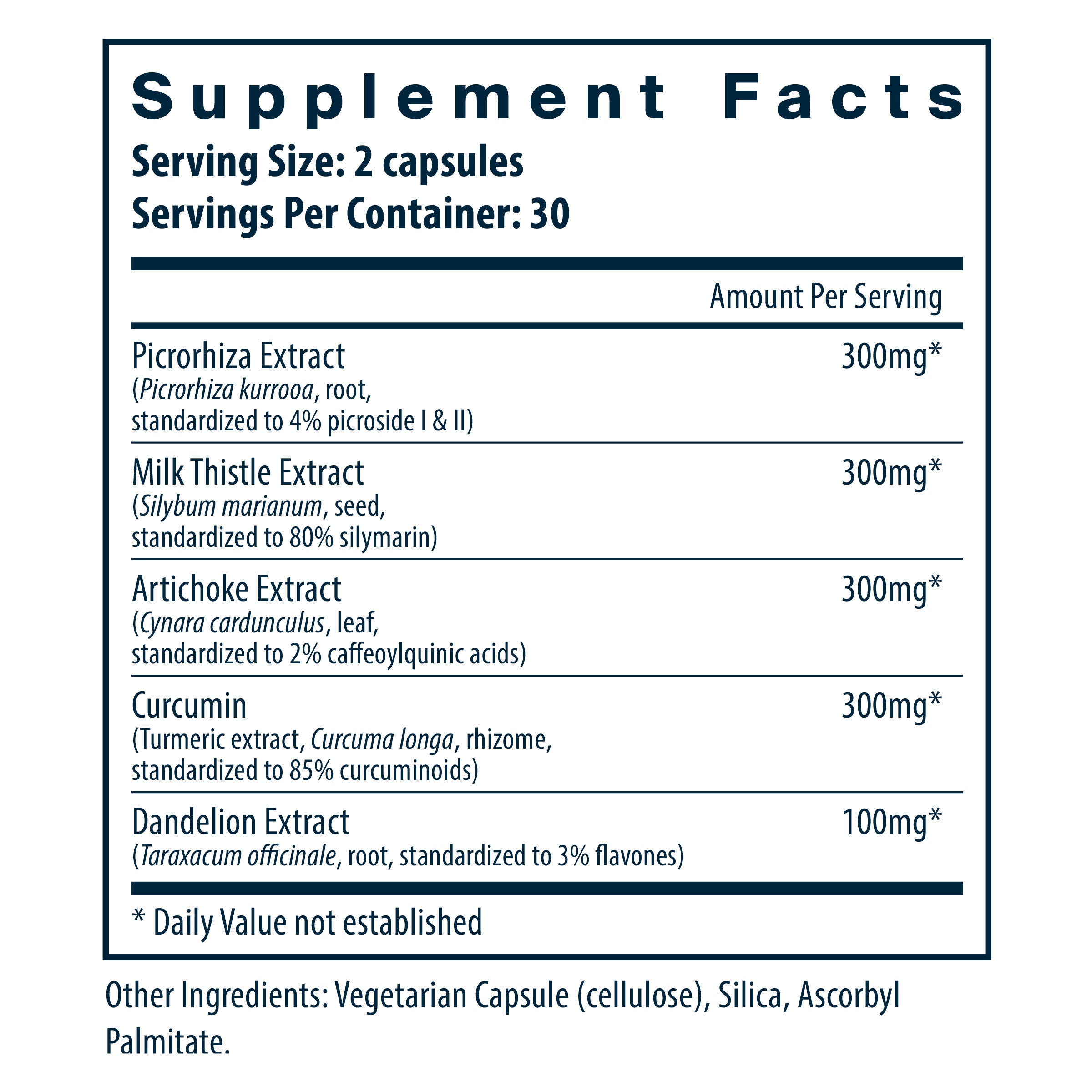 Vital Nutrients Liver Support II supplement facts.