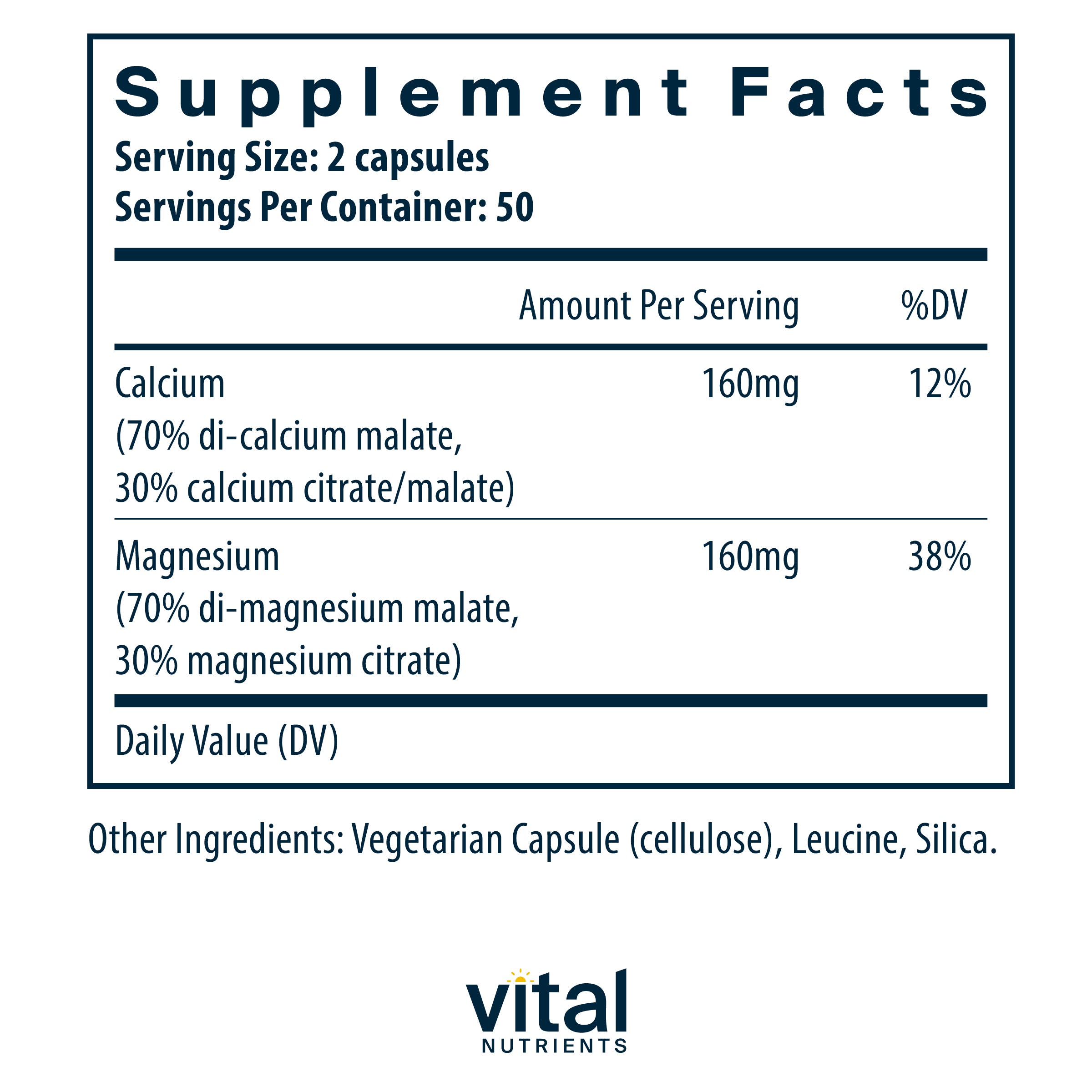 Vital Nutrients Supplement Facts Image for Calcium Magnesium Citrate/Malate 