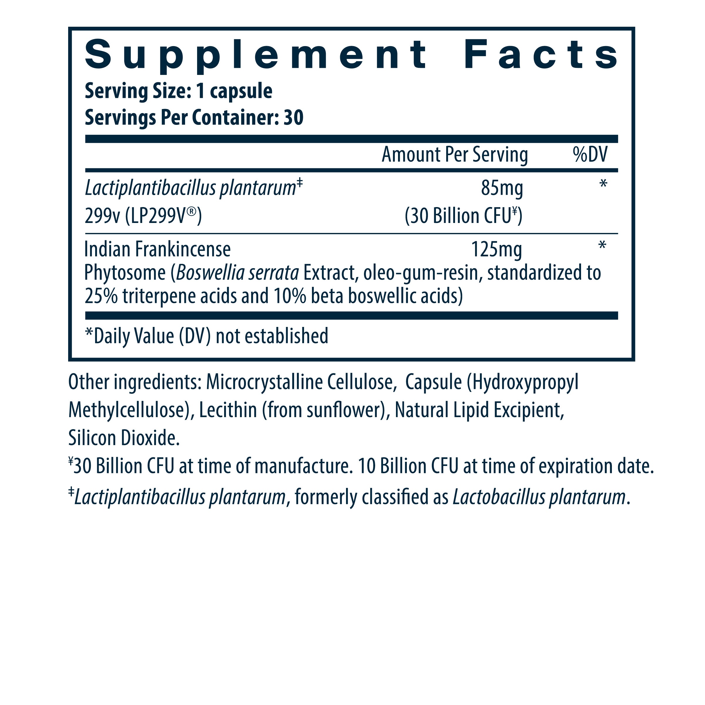 Product label and ingredient information for Vital Nutrients - Hyperbiotics IBS Support Probiotic, 30 Capsules