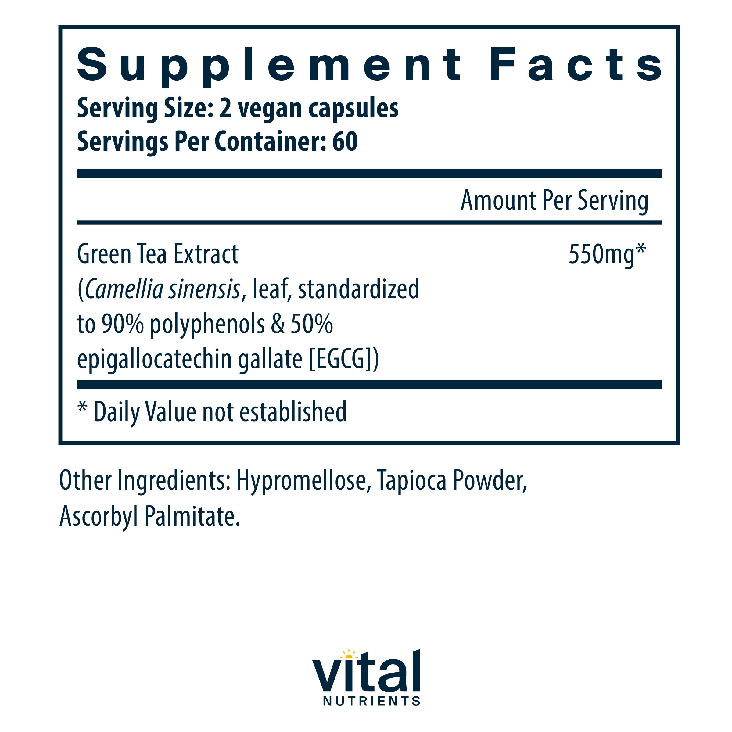 Vital Nutrients Green Tea Extract Supplement Facts